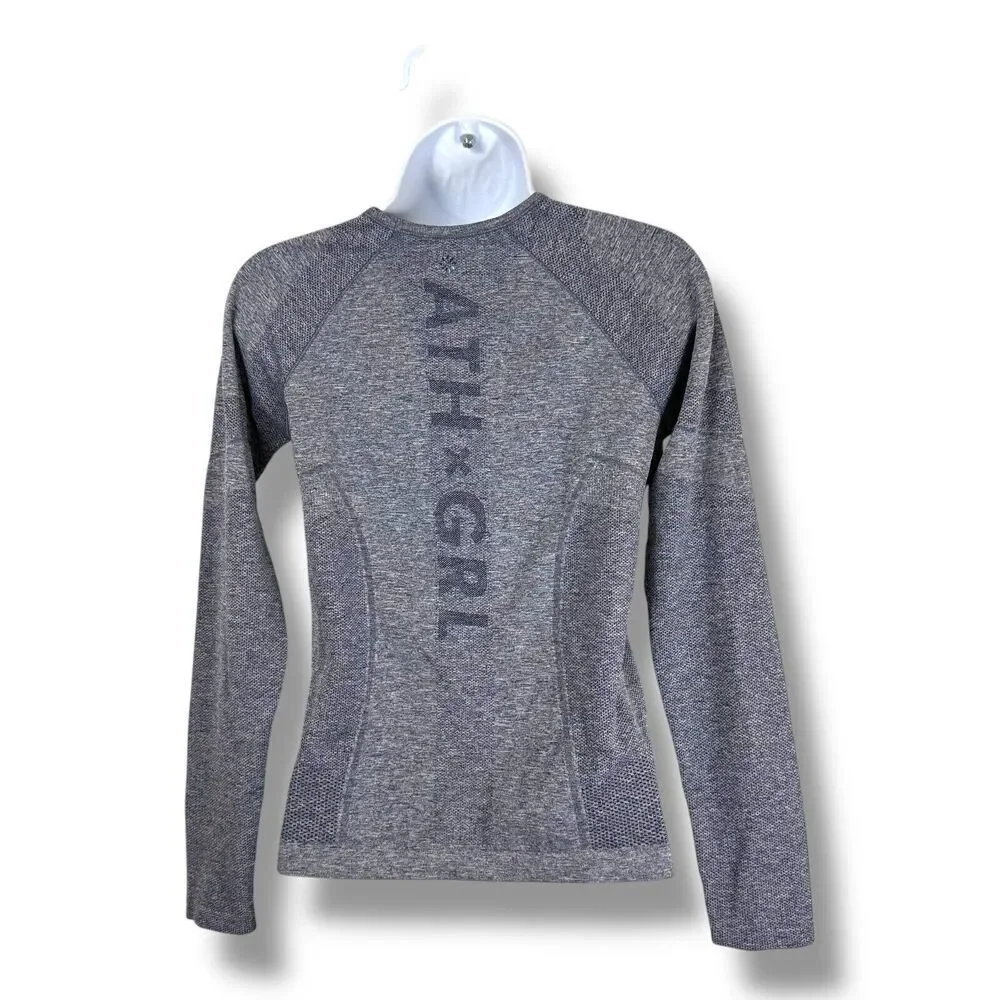 Athleta Girl Top Kids 12 Large Blue Heathered Long Sleeve Tech Thumb Holes
